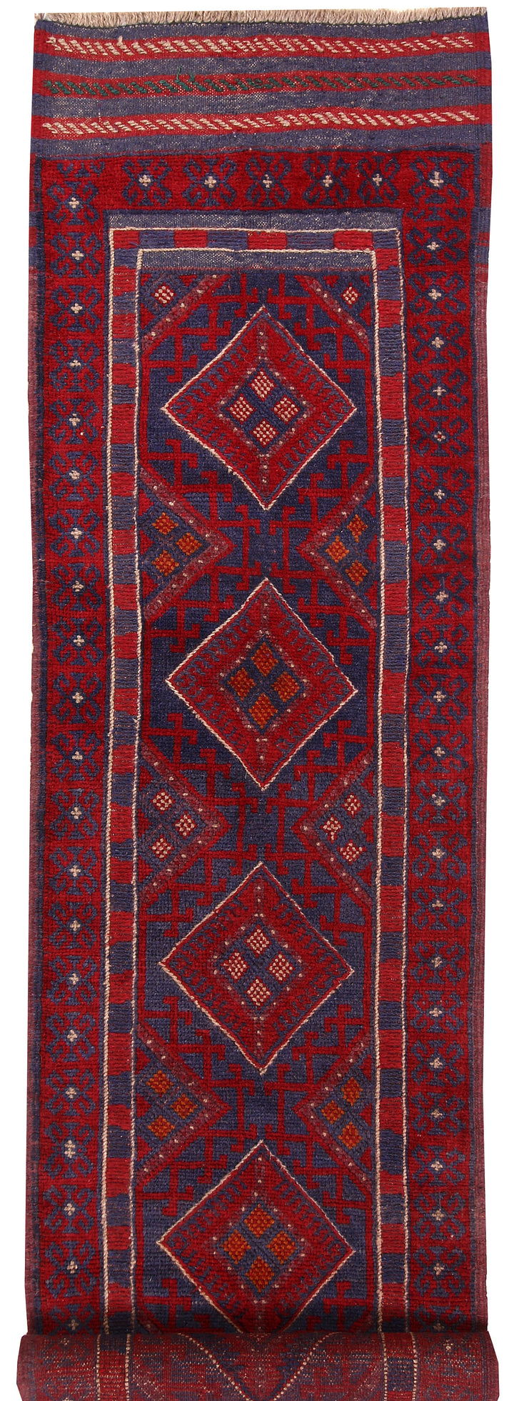 Dark Red Mashwani 2' x 8' 4 - No. 63680 - ALRUG Rug Store