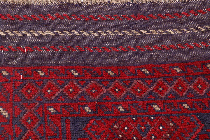 Dark Red Mashwani 2' 2 x 8' 5 - No. 63681 - ALRUG Rug Store