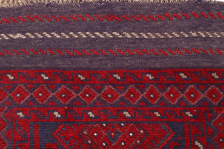 Dark Red Mashwani 2' 2 x 8' 5 - No. 63681 - ALRUG Rug Store