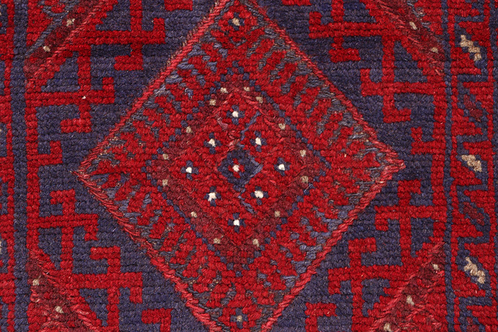 Dark Red Mashwani 2' 2 x 8' 5 - No. 63681 - ALRUG Rug Store