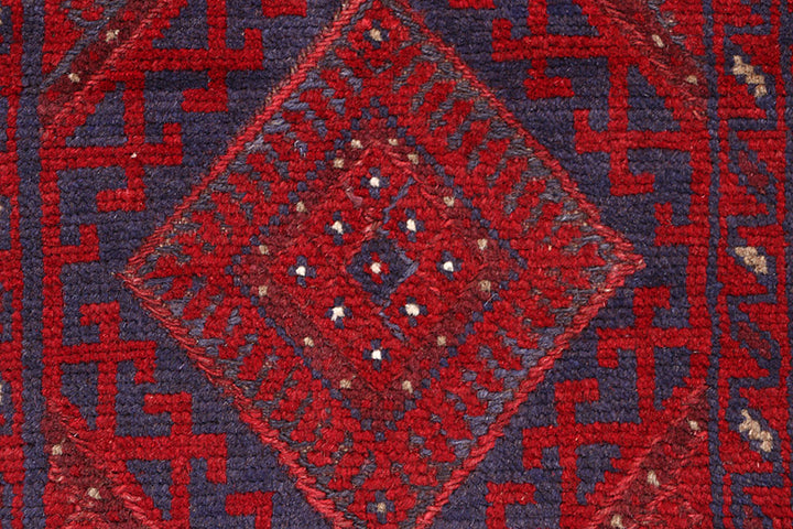 Dark Red Mashwani 2' 2 x 8' 5 - No. 63681 - ALRUG Rug Store