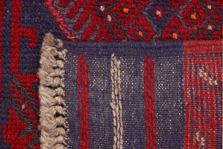 Dark Red Mashwani 2' 2 x 8' 5 - No. 63681 - ALRUG Rug Store