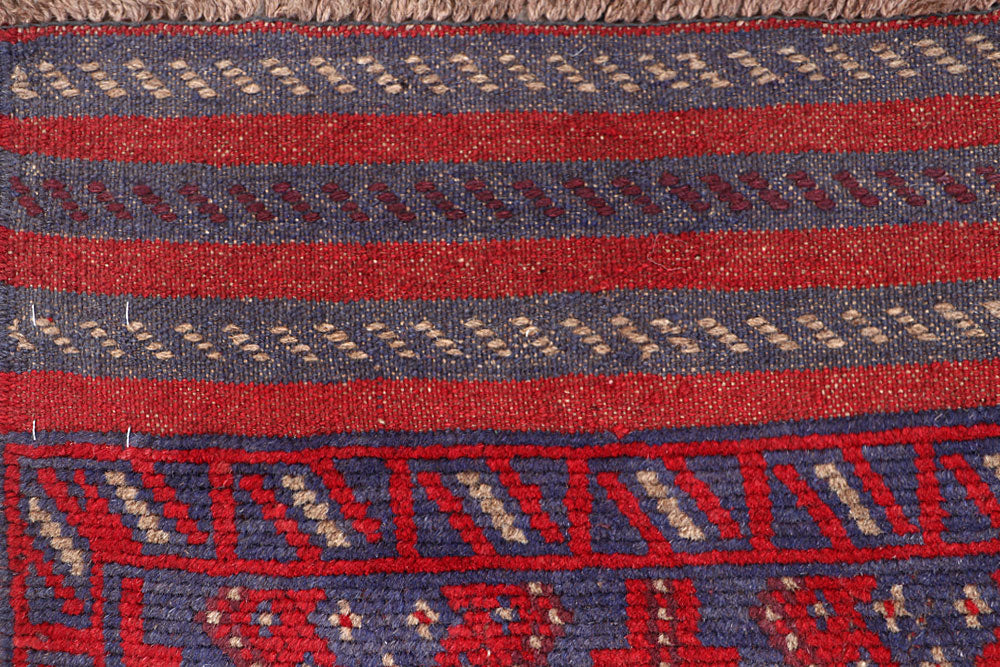 Dark Red Mashwani 2' 1 x 8' 5 - No. 63682 - ALRUG Rug Store