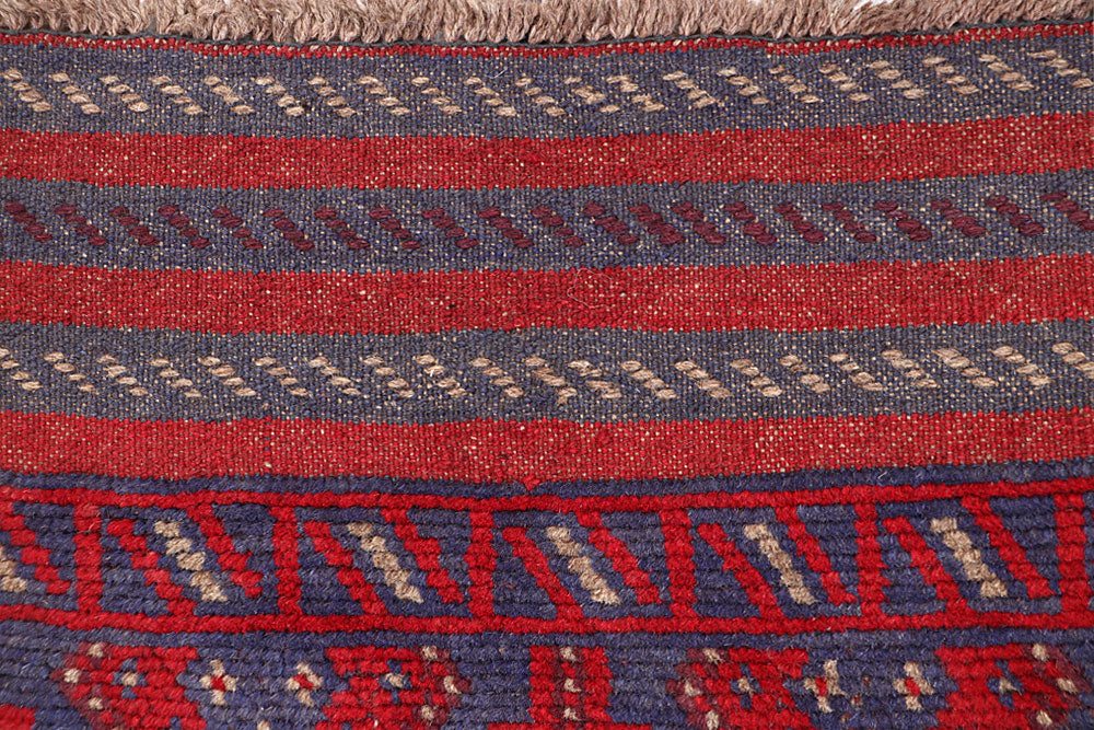 Dark Red Mashwani 2' 1 x 8' 5 - No. 63682 - ALRUG Rug Store