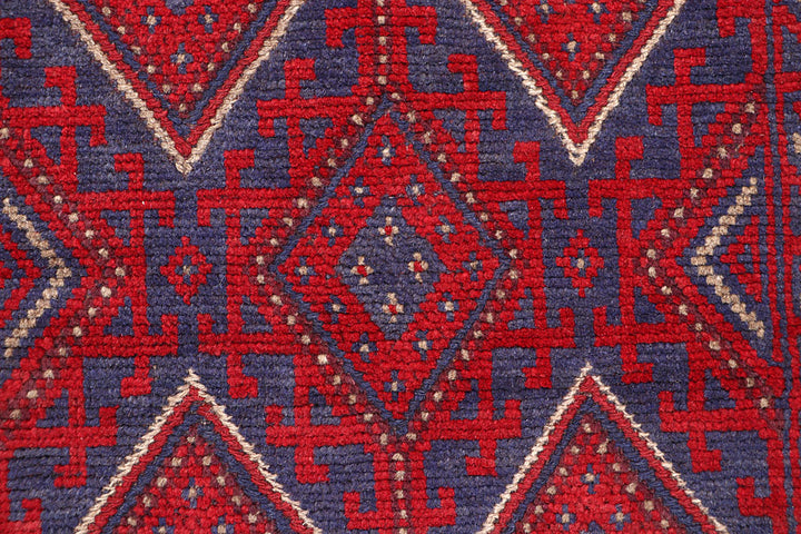 Dark Red Mashwani 2' 1 x 8' 5 - No. 63682 - ALRUG Rug Store