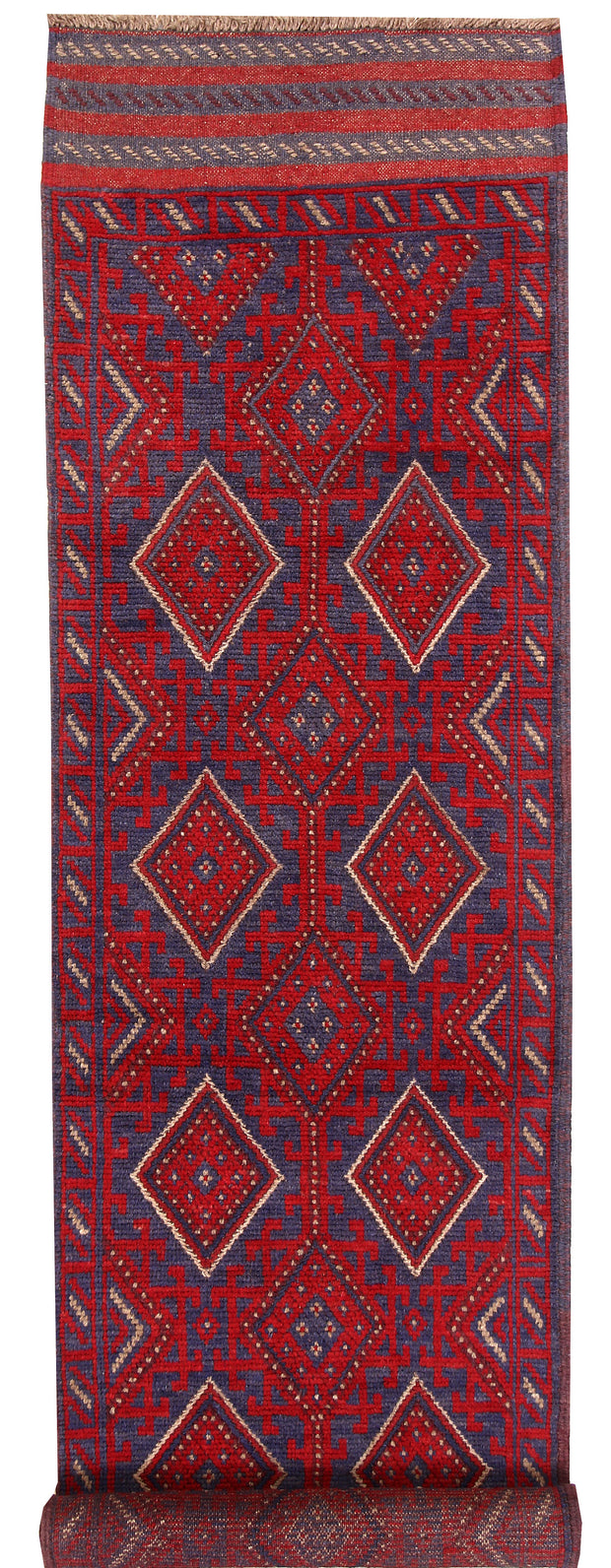 Dark Red Mashwani 2' 1 x 8' 5 - No. 63682 - ALRUG Rug Store