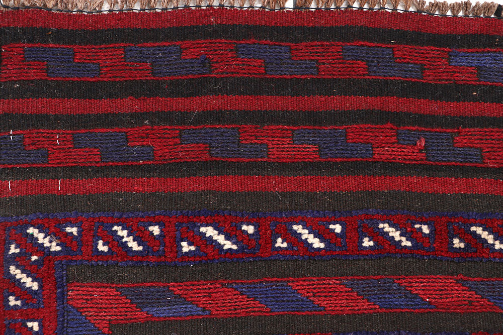 Dark Red Mashwani 2' 2 x 8' 5 - No. 63683 - ALRUG Rug Store