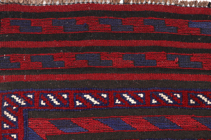 Dark Red Mashwani 2' 2 x 8' 5 - No. 63683 - ALRUG Rug Store