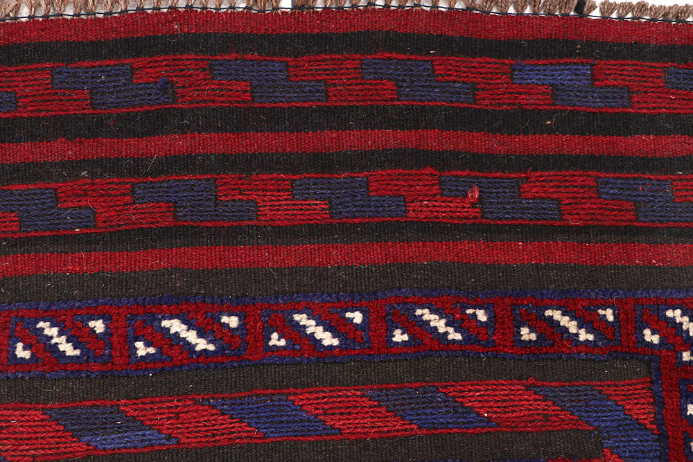 Dark Red Mashwani 2' 2 x 8' 5 - No. 63683 - ALRUG Rug Store