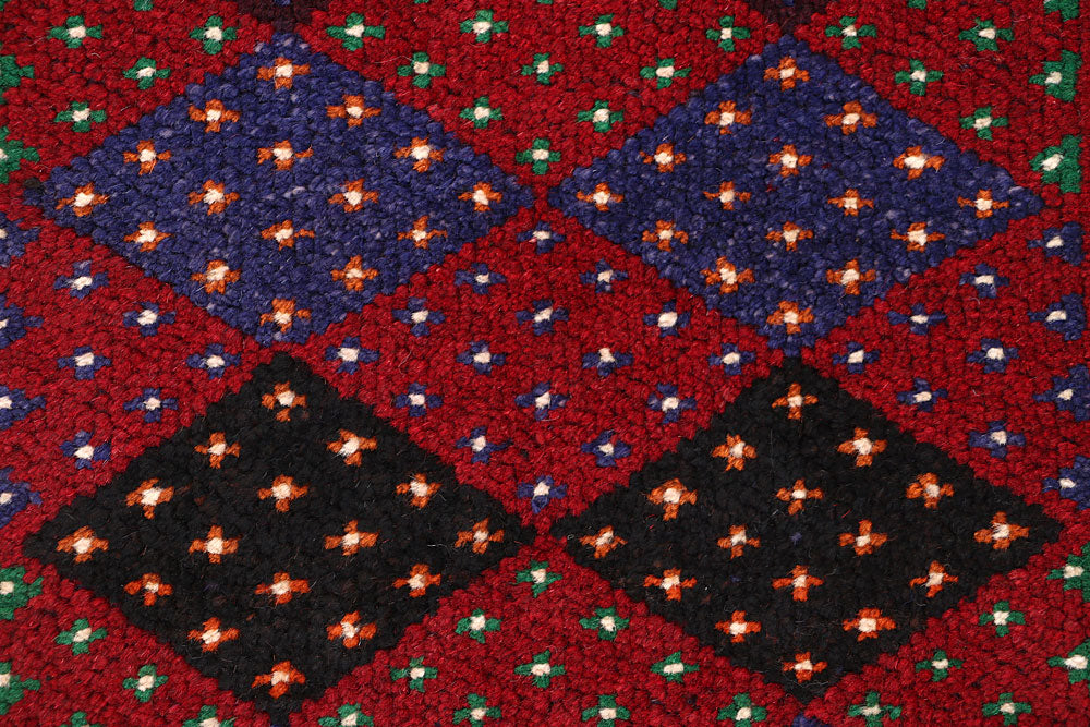 Dark Red Mashwani 2' 2 x 8' 5 - No. 63683 - ALRUG Rug Store