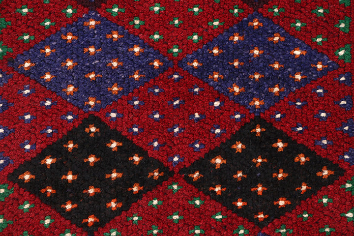 Dark Red Mashwani 2' 2 x 8' 5 - No. 63683 - ALRUG Rug Store