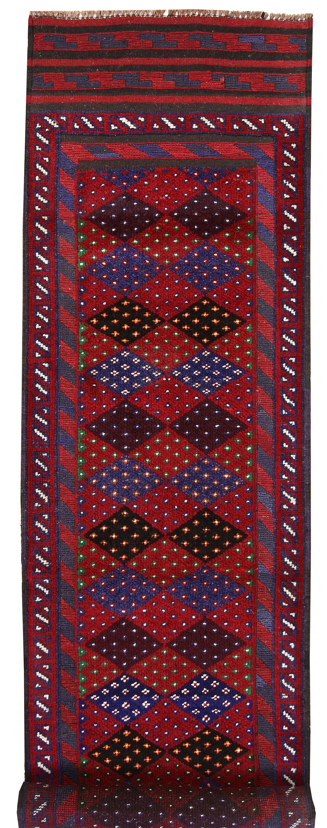 Dark Red Mashwani 2' 2 x 8' 5 - No. 63683 - ALRUG Rug Store