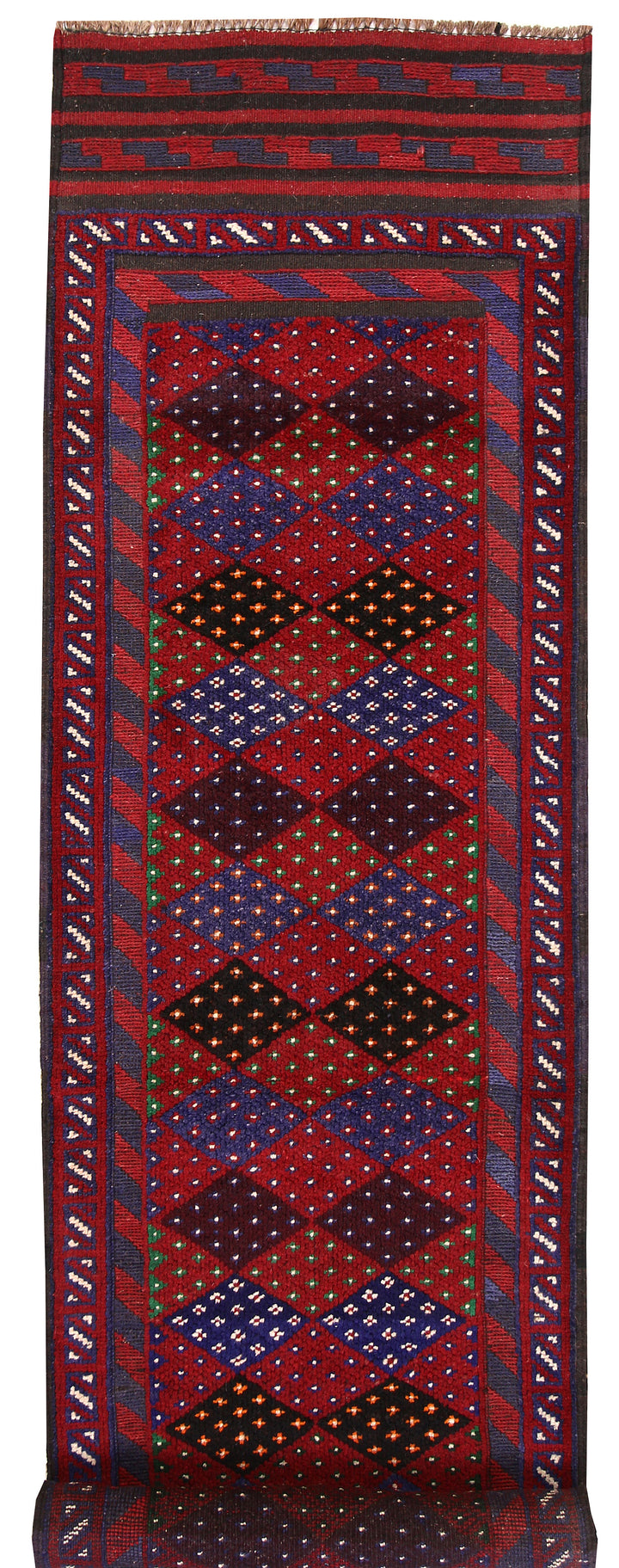 Dark Red Mashwani 2' 2 x 8' 5 - No. 63683 - ALRUG Rug Store