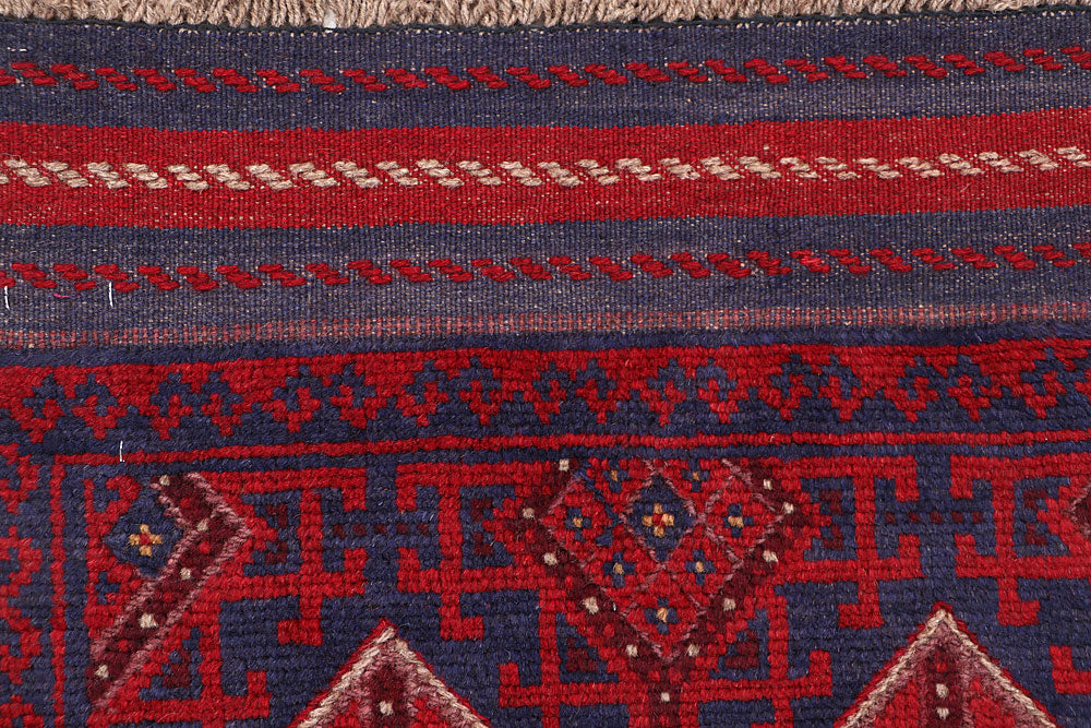 Dark Red Mashwani 2' x 8' - No. 63684 - ALRUG Rug Store