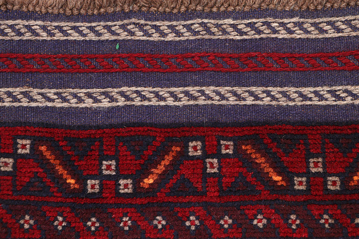 Dark Red Mashwani 2' 1 x 8' 2 - No. 63685 - ALRUG Rug Store