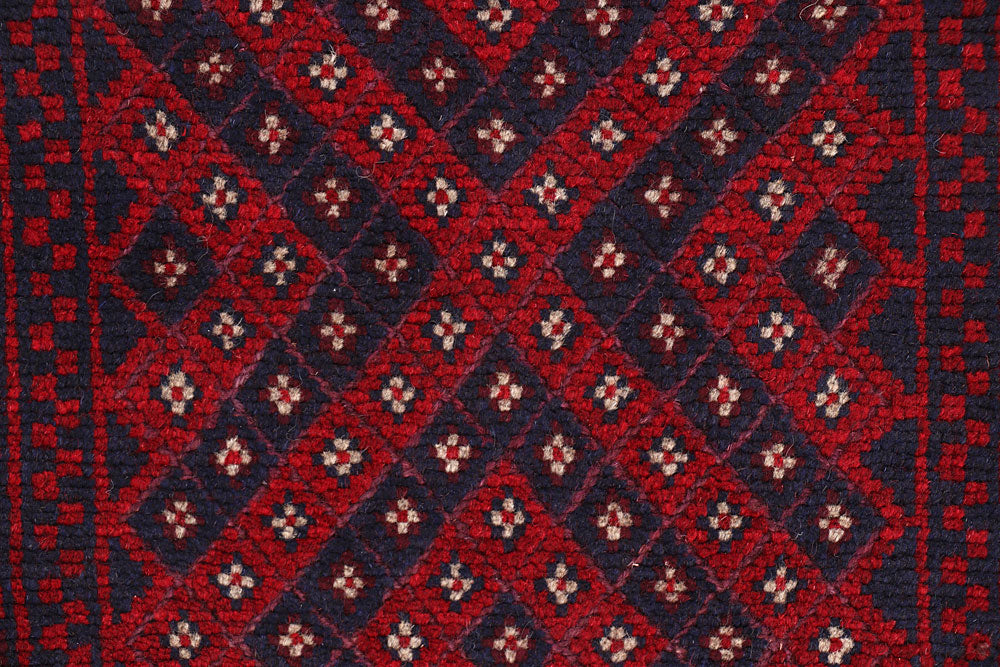 Dark Red Mashwani 2' 1 x 8' 2 - No. 63685 - ALRUG Rug Store