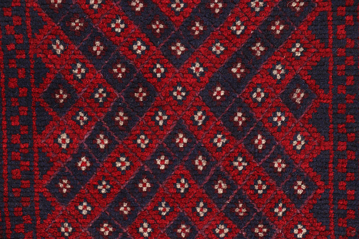 Dark Red Mashwani 2' 1 x 8' 2 - No. 63685 - ALRUG Rug Store