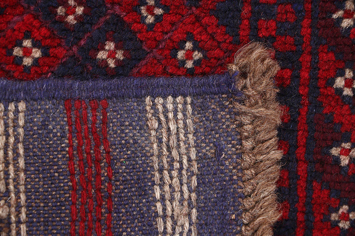 Dark Red Mashwani 2' 1 x 8' 2 - No. 63685 - ALRUG Rug Store