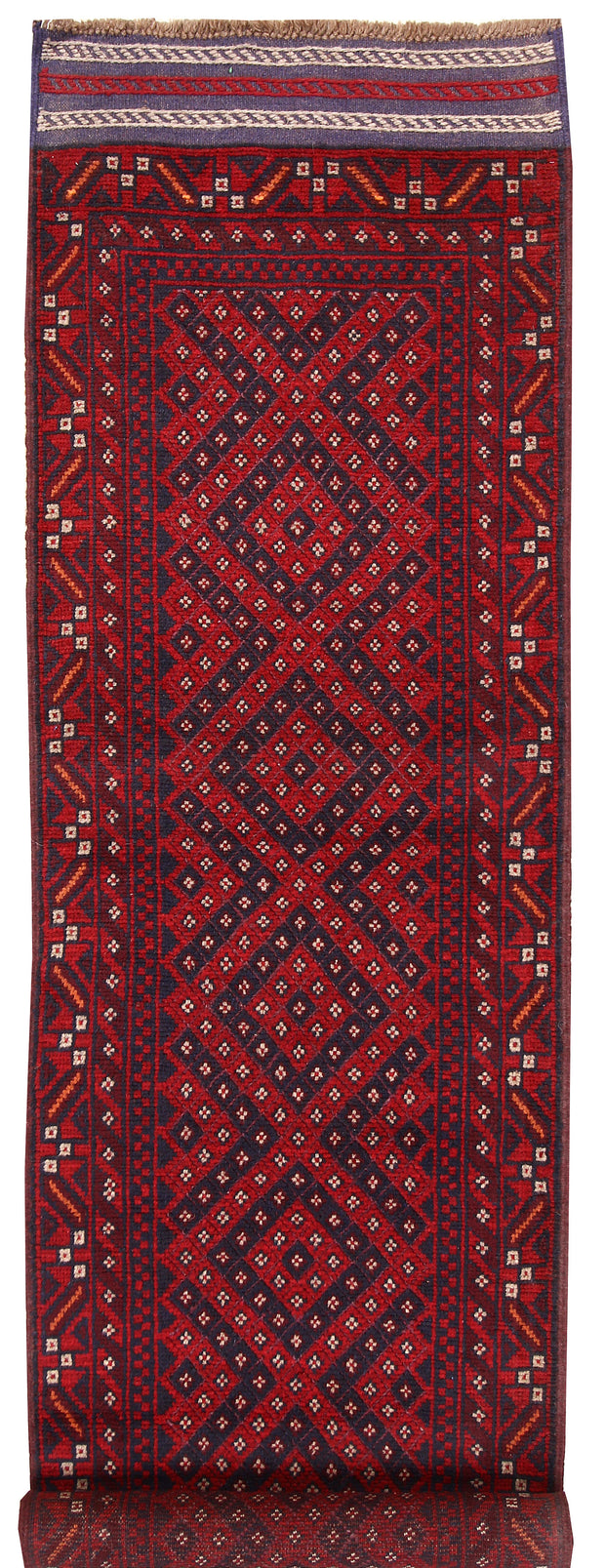 Dark Red Mashwani 2' 1 x 8' 2 - No. 63685 - ALRUG Rug Store