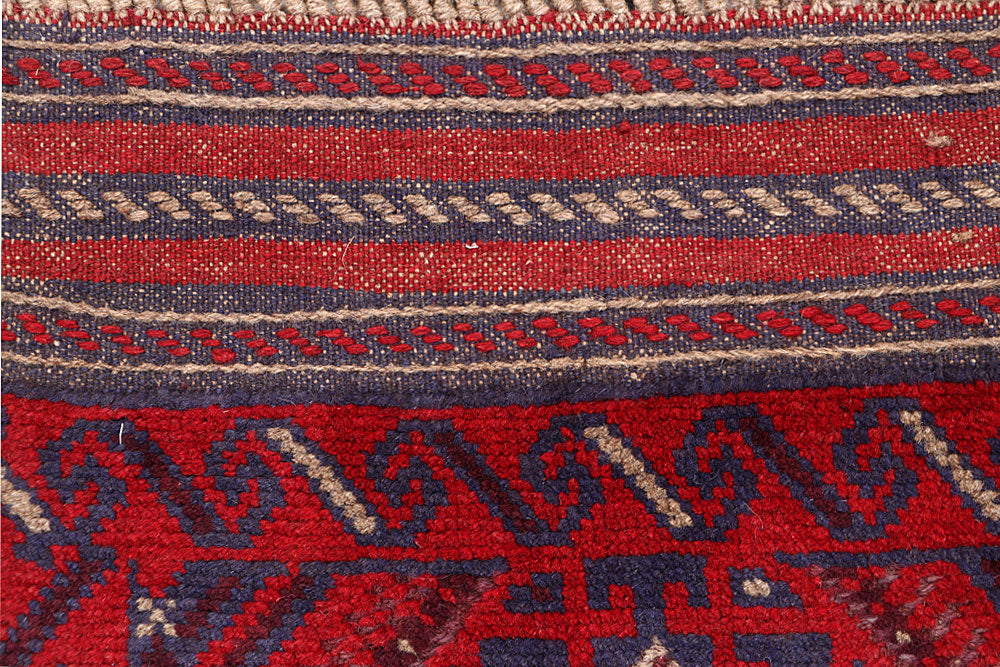 Dark Red Mashwani 2' x 8' 1 - No. 63686 - ALRUG Rug Store