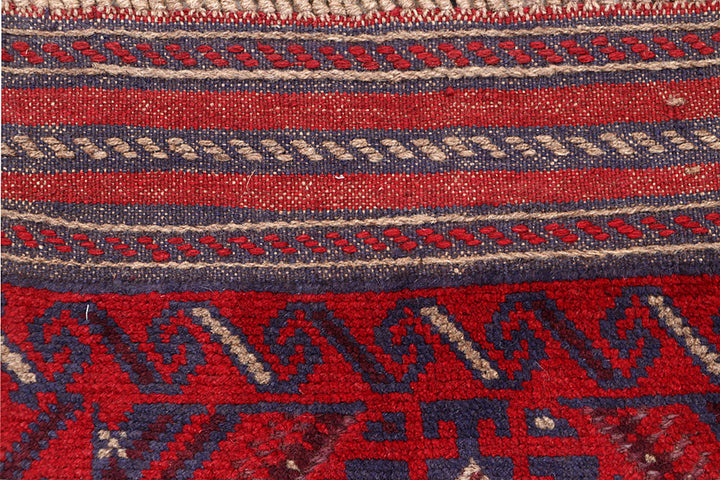 Dark Red Mashwani 2' x 8' 1 - No. 63686 - ALRUG Rug Store