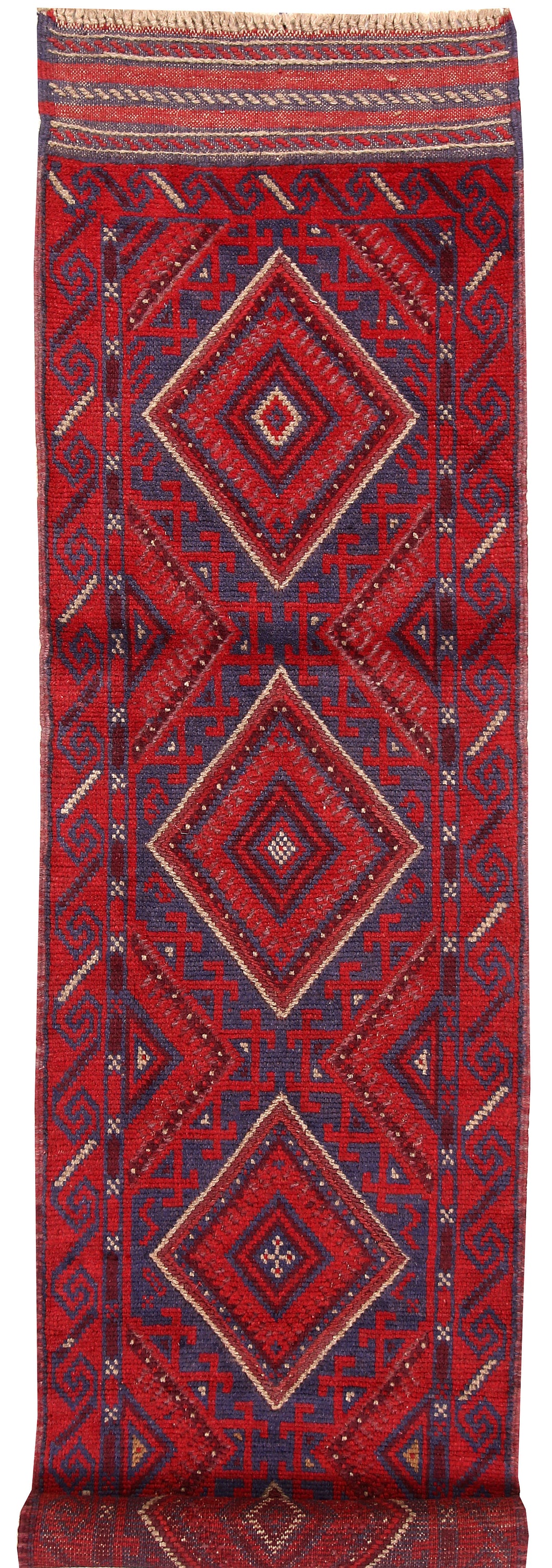 Dark Red Mashwani 2' x 8' 1 - No. 63686 - ALRUG Rug Store
