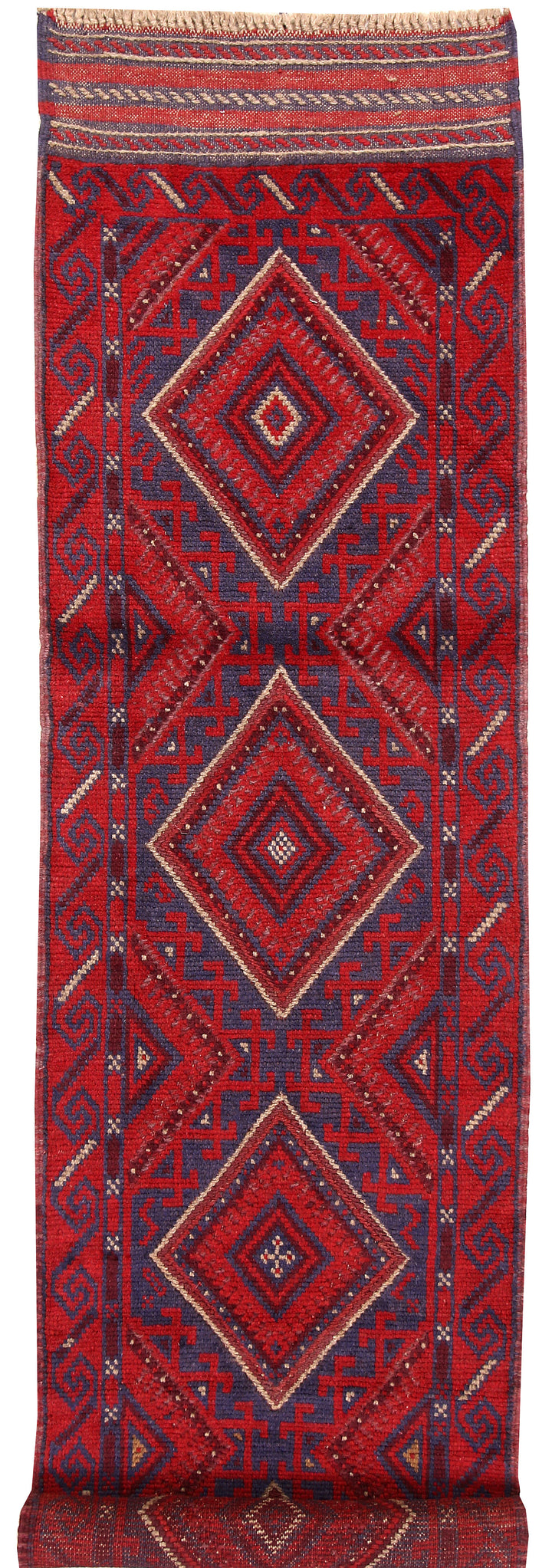 Dark Red Mashwani 2' x 8' 1 - No. 63686 - ALRUG Rug Store