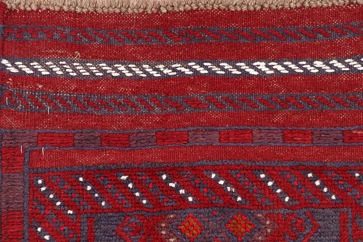 Dark Red Mashwani 2' 1 x 8' - No. 63687 - ALRUG Rug Store