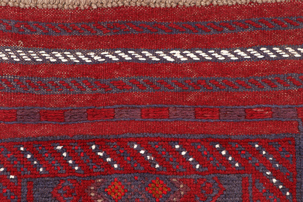 Dark Red Mashwani 2' 1 x 8' - No. 63687 - ALRUG Rug Store