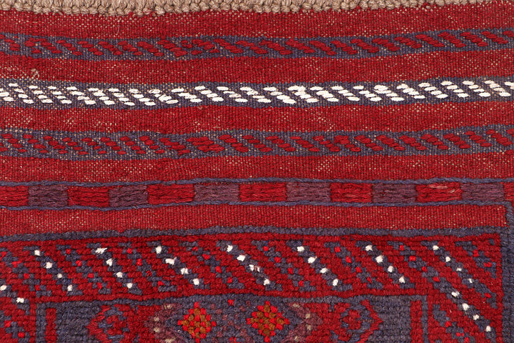 Dark Red Mashwani 2' 1 x 8' - No. 63687 - ALRUG Rug Store