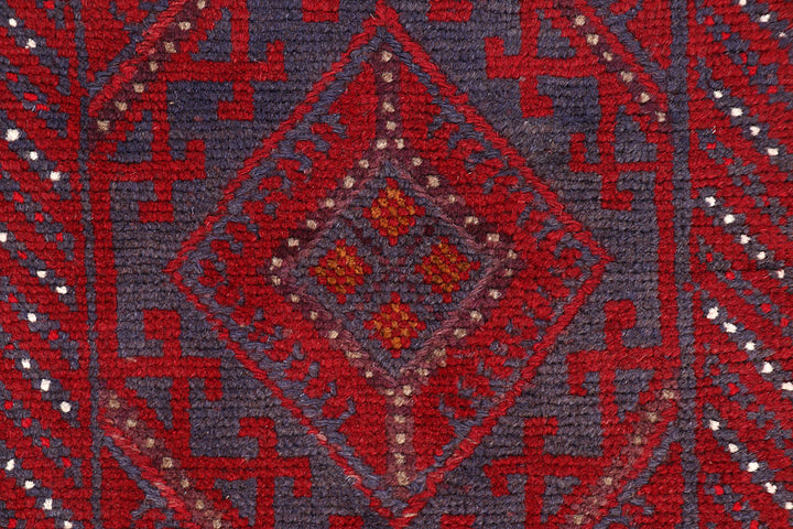 Dark Red Mashwani 2' 1 x 8' - No. 63687 - ALRUG Rug Store