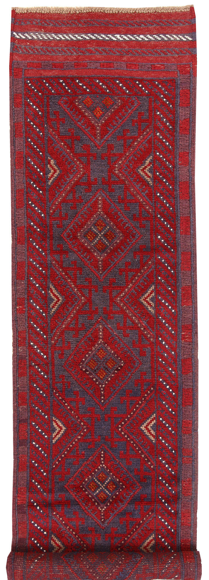Dark Red Mashwani 2' 1 x 8' - No. 63687 - ALRUG Rug Store