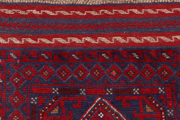 Dark Red Mashwani 2' 2 x 8' 8 - No. 63689 - ALRUG Rug Store
