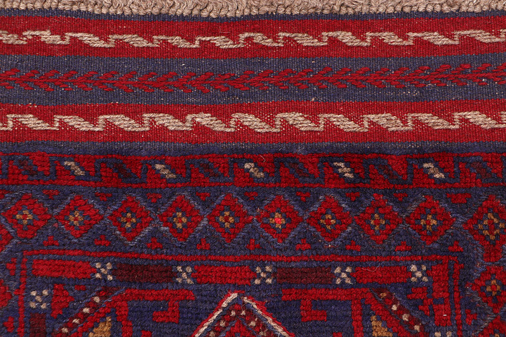 Dark Red Mashwani 2' 2 x 8' 8 - No. 63689 - ALRUG Rug Store