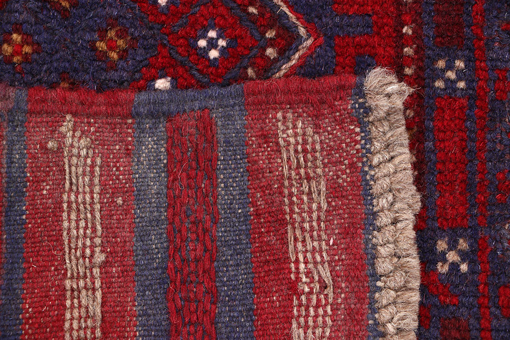 Dark Red Mashwani 2' 2 x 8' 8 - No. 63689 - ALRUG Rug Store