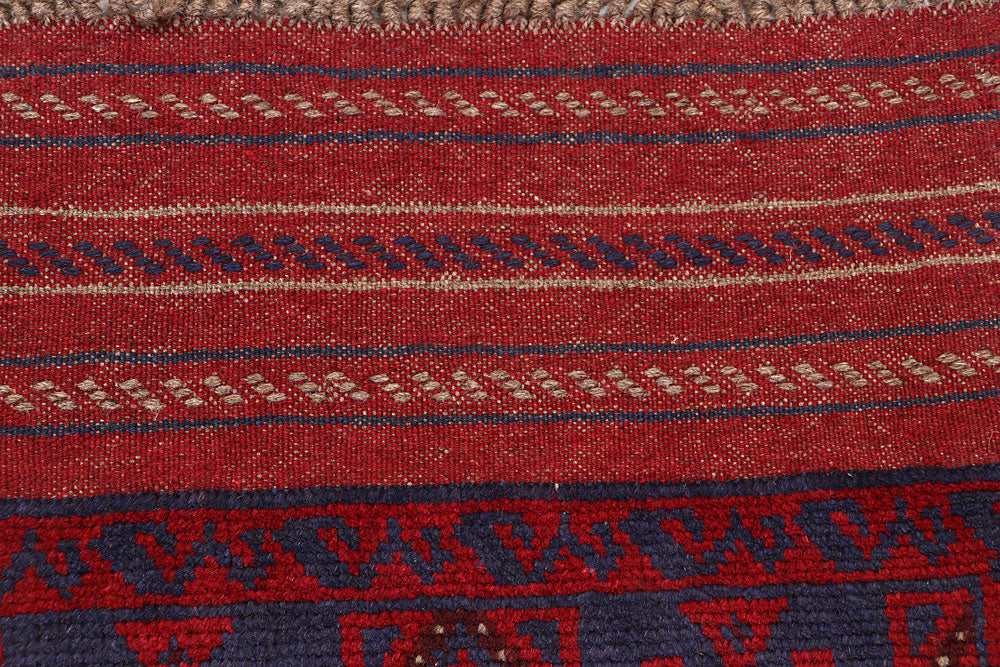 Dark Red Mashwani 2' x 8' 4 - No. 63690 - ALRUG Rug Store