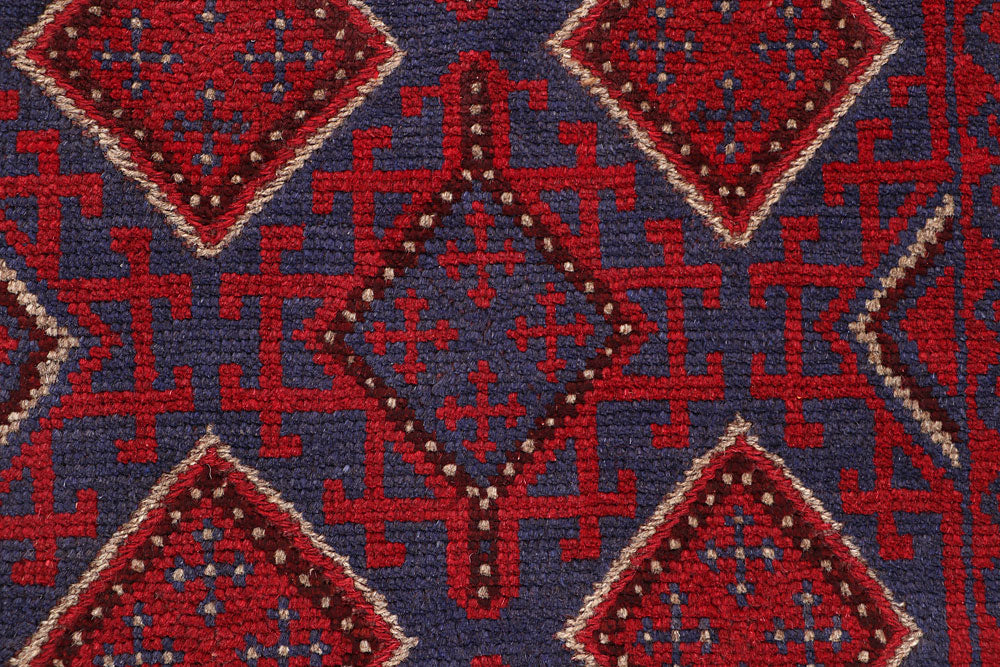 Dark Red Mashwani 2' x 8' 4 - No. 63690 - ALRUG Rug Store