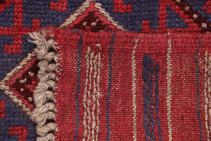 Dark Red Mashwani 2' x 8' 4 - No. 63690 - ALRUG Rug Store