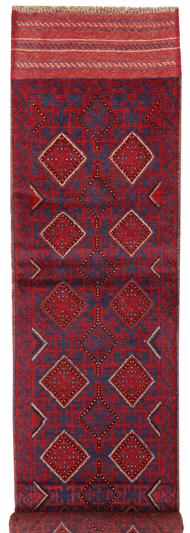 Dark Red Mashwani 2' x 8' 4 - No. 63690 - ALRUG Rug Store