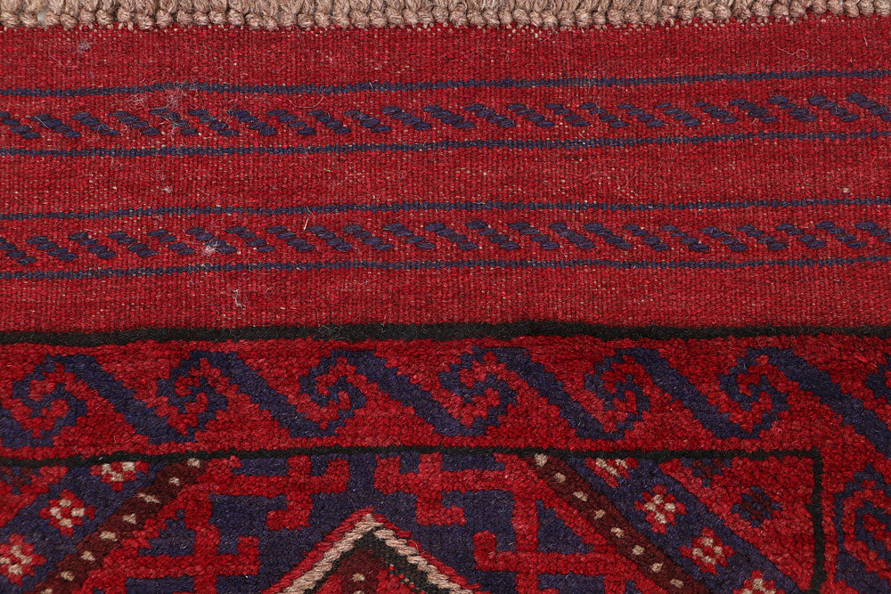 Dark Red Mashwani 2' x 8' 6 - No. 63691 - ALRUG Rug Store