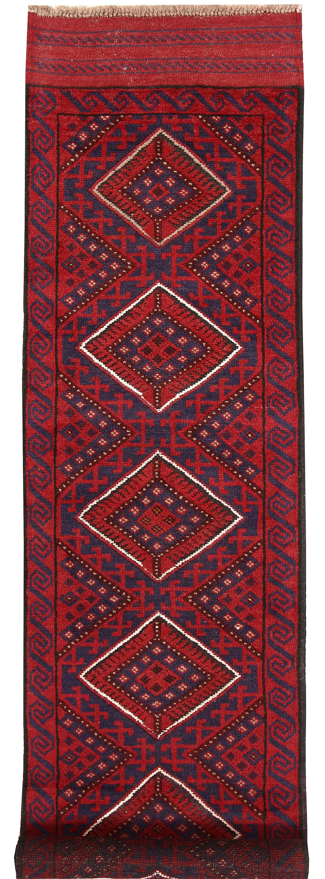Dark Red Mashwani 2' x 8' 6 - No. 63691 - ALRUG Rug Store