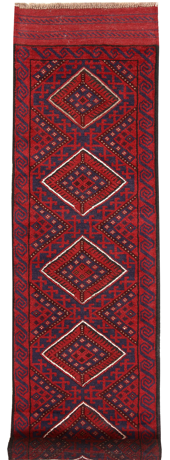 Dark Red Mashwani 2' x 8' 6 - No. 63691 - ALRUG Rug Store