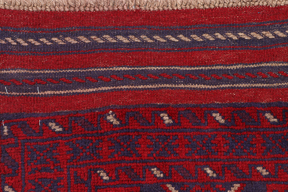 Dark Red Mashwani 2' 2 x 8' - No. 63692 - ALRUG Rug Store