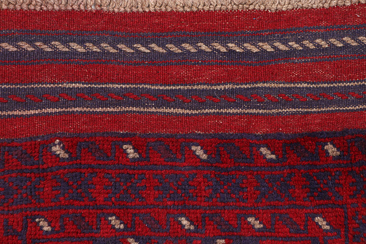 Dark Red Mashwani 2' 2 x 8' - No. 63692 - ALRUG Rug Store