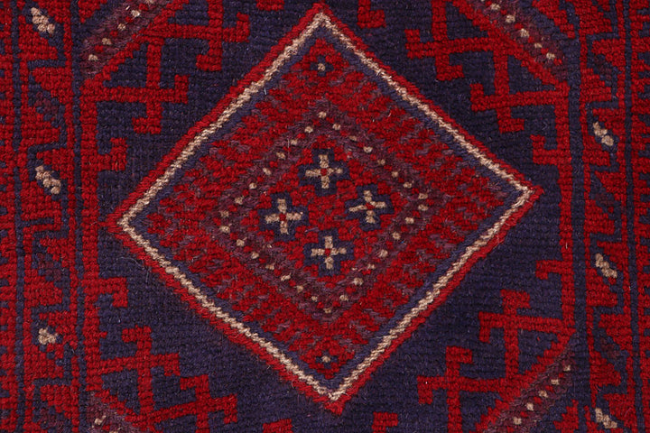 Dark Red Mashwani 2' 2 x 8' - No. 63692 - ALRUG Rug Store