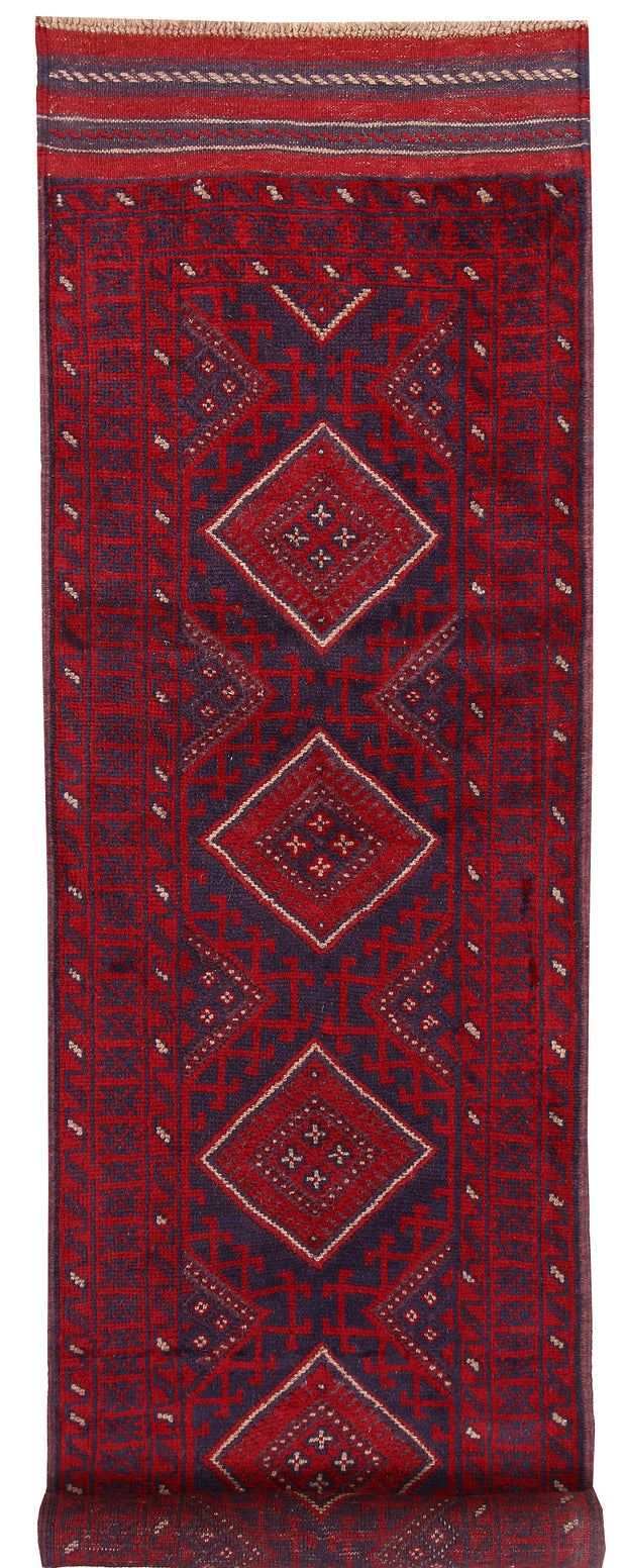 Dark Red Mashwani 2' 2 x 8' - No. 63692 - ALRUG Rug Store