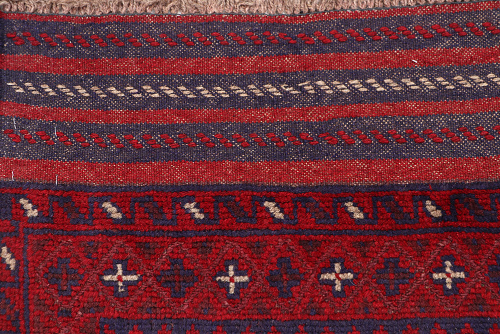 Dark Red Mashwani 2' 2 x 8' 2 - No. 63693 - ALRUG Rug Store