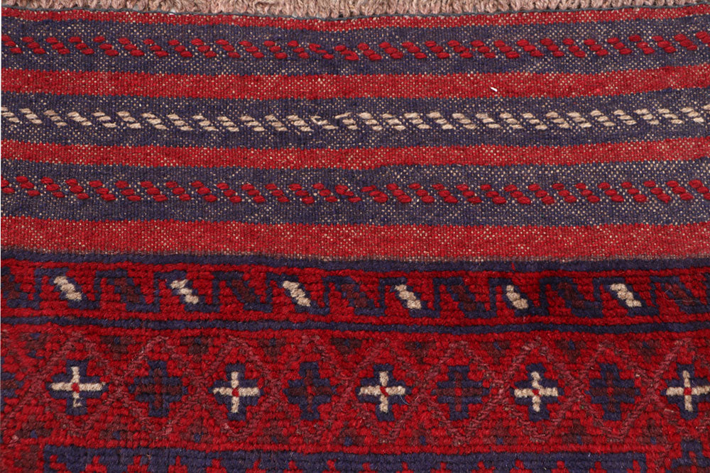 Dark Red Mashwani 2' 2 x 8' 2 - No. 63693 - ALRUG Rug Store
