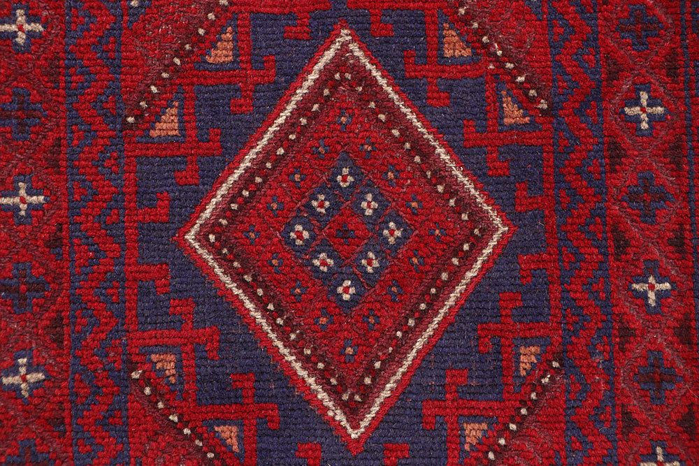 Dark Red Mashwani 2' 2 x 8' 2 - No. 63693 - ALRUG Rug Store
