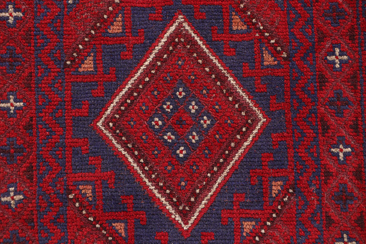 Dark Red Mashwani 2' 2 x 8' 2 - No. 63693 - ALRUG Rug Store
